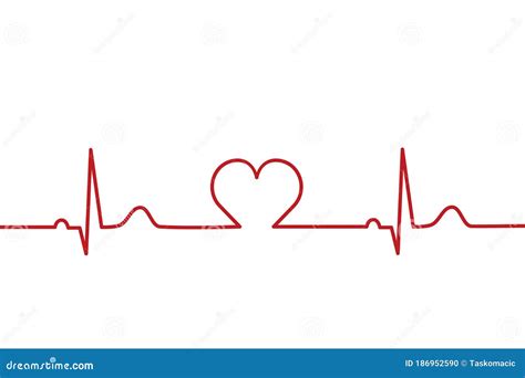 Normal Electrocardiogram, EKG, ECG With Heart In The Middle. Heartbeat ...