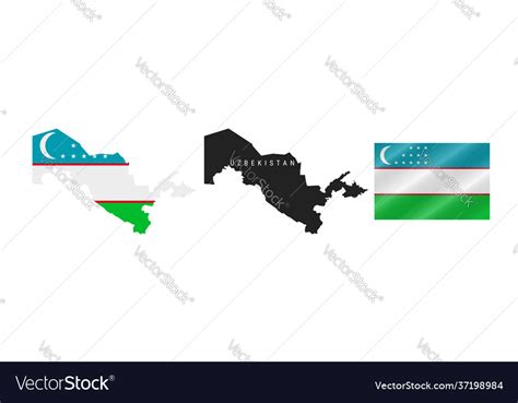 Uzbekistan detailed flag map detailed silhouette Vector Image