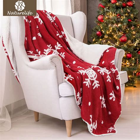 Naturelife Warm Christmas Blanket Decoration Snowflake blankets throw Bed Plaids Solid ...