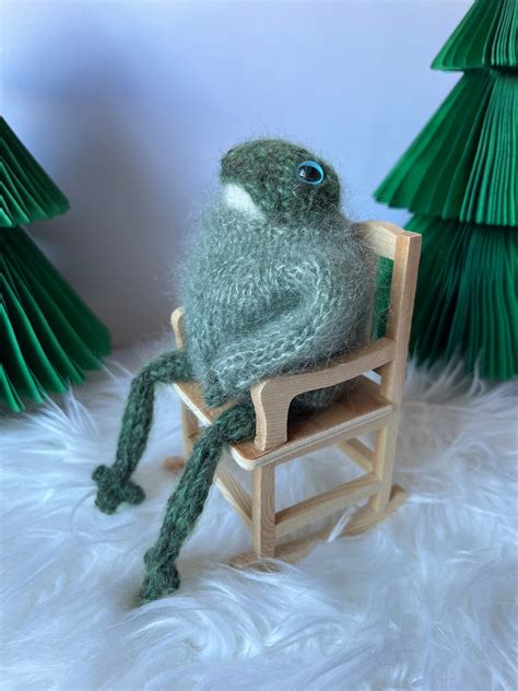 Big Green Knitted Frog Plush With Fluffy Sweater - Etsy