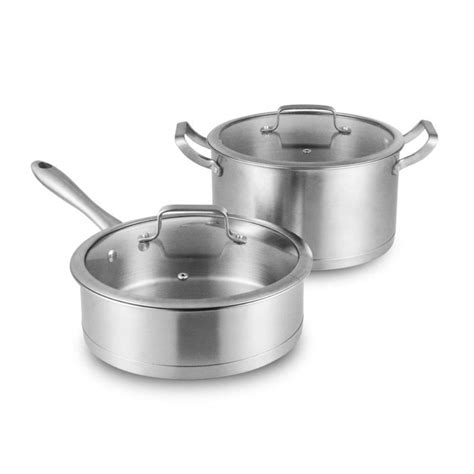 Buy Non-Stick Woks Saucepan 4 Piece Stainless Steel Set Of Induction Pans With Toughened Glass ...