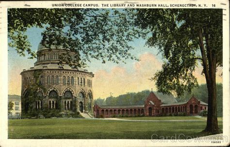 Union College Campus, The Library and Washburn Hall Schenectady, NY Postcard