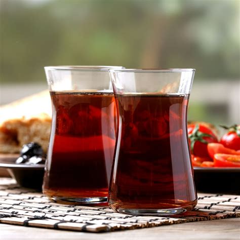 Crystalia Turkish Tea Glass Cups: Traditional Tea Set of 6 with Modern Design, Tea Mugs and ...