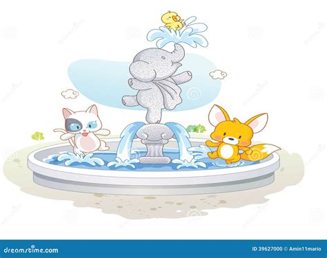 Cute animals playing water stock illustration. Illustration of play - 39627000