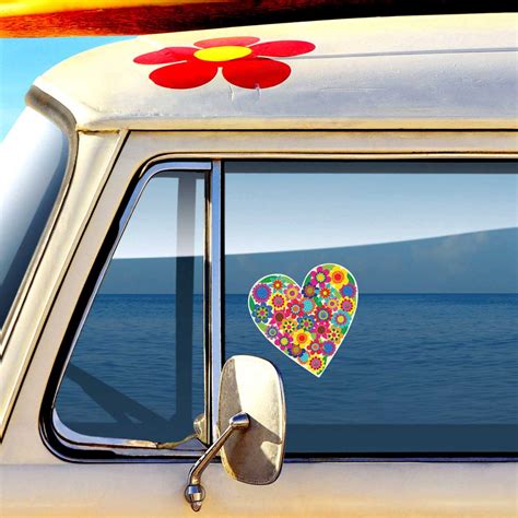 Flower Heart Sticker Colorful Floral Car Decal Laptop Decal - Etsy