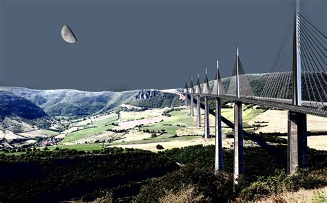 Download free photo of Millau,bridge,night france,night,moonlight ...