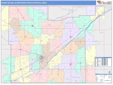 Grand Island, NE Metro Area Wall Map Color Cast Style by MarketMAPS ...