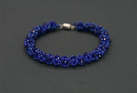 “Jenny” AB Dark Blue Crystal and Bead Bracelet – Pretty Shiny Beads