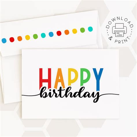 Happy Birthday Printable Card and Envelope / Instant Download PDF ...