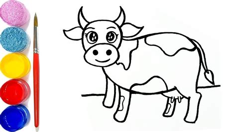 Colour Drawing Of Cow