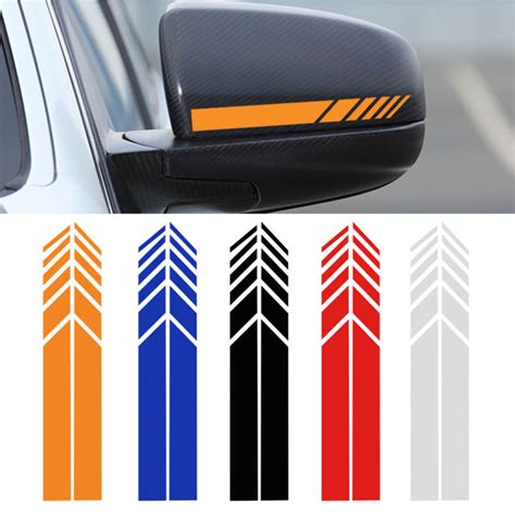 8pcs Racing Strip Car Rearview Mirror Stickers Waterproof Vinyl Decals ...