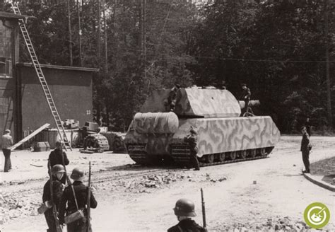 German super heavy tank Maus heading to the Böblingen testing ground, June 22nd, 1944. Credit to ...