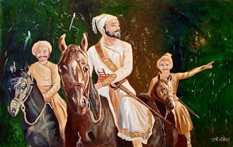 Canvas Multicolor Shivaji Maharaj Portrait Painting, Size: 40 X 20 ...