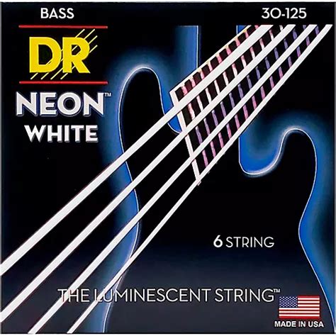 DR Strings Hi-Def NEON White Coated Medium 6-String Bass Strings | Musician's Friend