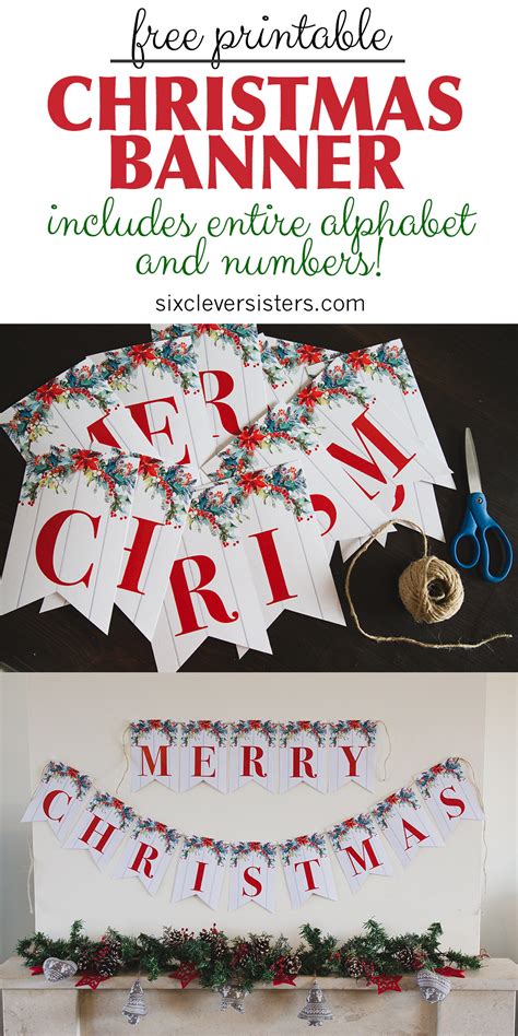 Printable Merry Christmas Banner - Six Clever Sisters