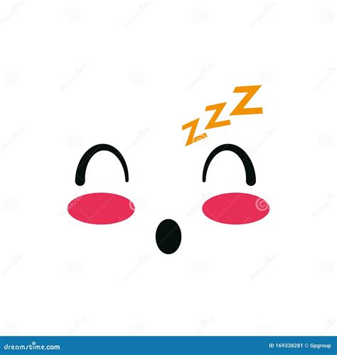 Isolated Kawaii Sleepy Face Cartoon Vector Design Stock Vector - Illustration of emoticon, style ...