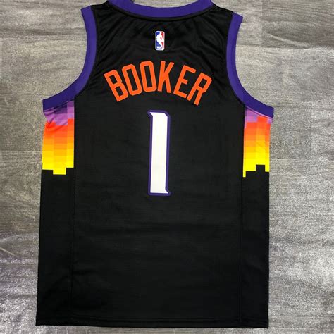 bestsoccerstore | Men's Phoenix Suns Devin Booker #1 Nike Black 2021 Swingman Jersey - City ...