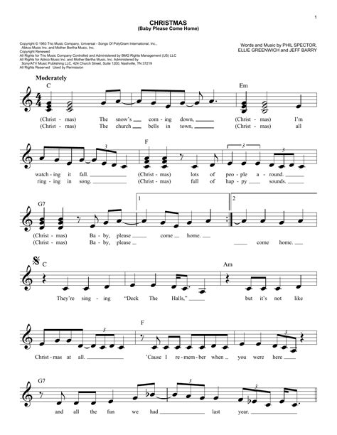 Mariah Carey "Christmas (Baby Please Come Home)" Sheet Music Notes ...