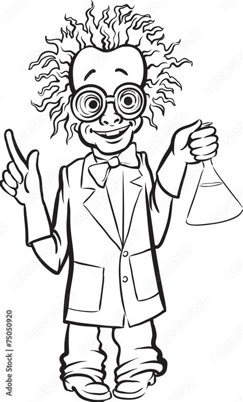 whiteboard drawing - cartoon standing mad scientist Stock Vector | Adobe Stock