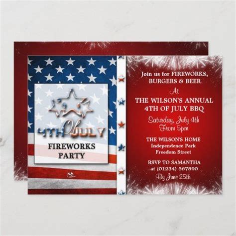 4th Of July Fireworks Party Invitations | Zazzle.com in 2022 | 4th of july fireworks, Party ...