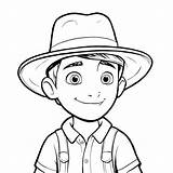 Download Coloring Page Boy In Cowboy Hat And Overalls pages  sketch template