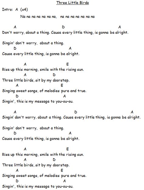 Guitar Chords For Three Little Birds