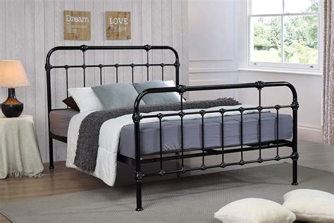 ROYALE COMFORT Sandy Double Metal Bed Frame Black Hospital Style Small ...