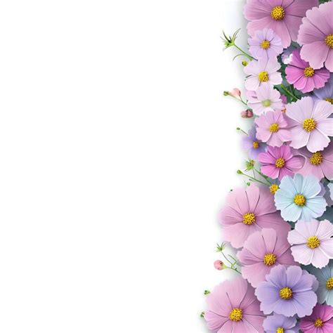 Premium AI Image | A colorful flower border with pink and blue flowers.