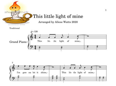 This Little Light of Mine Sheet Music for Piano. Easy to Play. Music ...