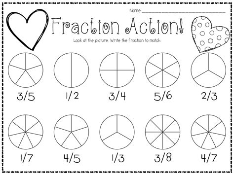 Valentine's Day Fraction Page Math Fractions Worksheets, Subtraction Activities, 1st Grade Math ...