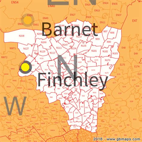 North London Postcode Area, District and Sector maps in Editable Format