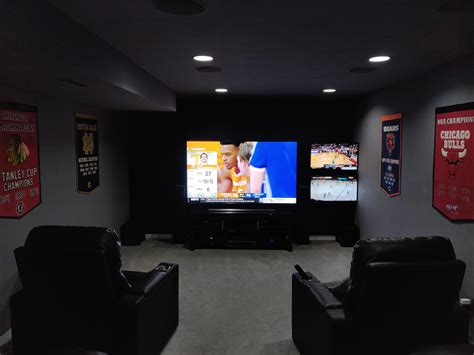 Man cave tv room upgrades done and just in time for March Madness. Also loving the atmos ...