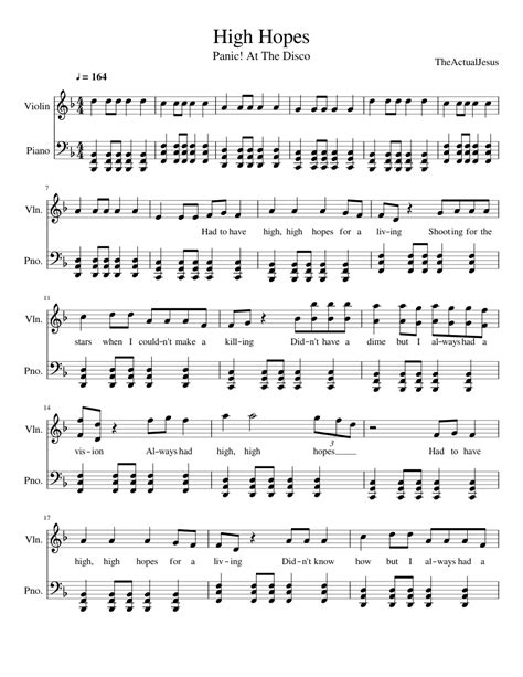 High Hopes sheet music for Violin, Piano download free in PDF or MIDI