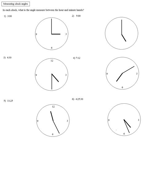 Clock Angles Worksheets