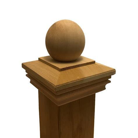 Cedar Wood Garabaldi Ball Post Cap for for 3.5" x 3.5" Fence & Deck ...