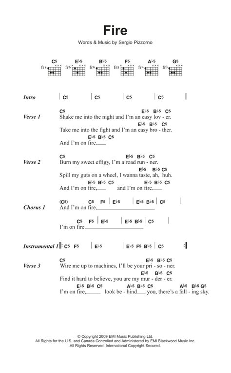 Fire by Kasabian - Guitar Chords/Lyrics - Guitar Instructor