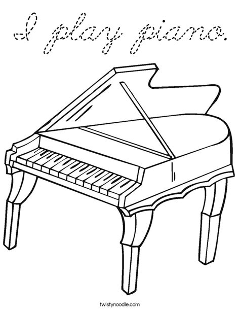 I play piano Coloring Page - Cursive - Twisty Noodle