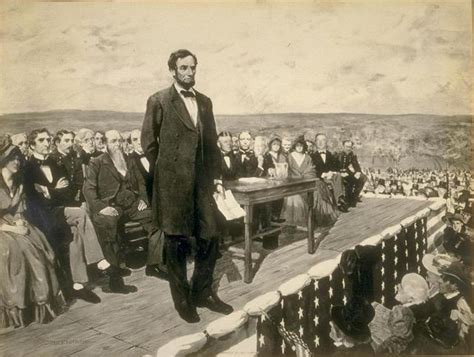 Depiction of Lincoln delivering the Gettysburg Address. | Gettysburg address, Gettysburg, Obama