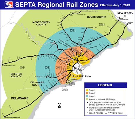 Septa zone map - Map of Septa zone (Pennsylvania - USA)