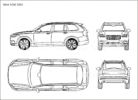 Volvo XC90 '2023 - 2D drawing (blueprints) - 67067 - Model COPY - Default