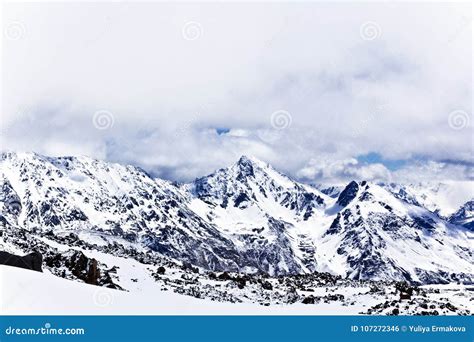 Caucasus Mountains Under Fluffy Snow Stock Photo - Image of caucasus, scenery: 107272346