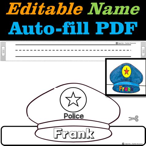 Police Officer Hat Editable Name | Made By Teachers