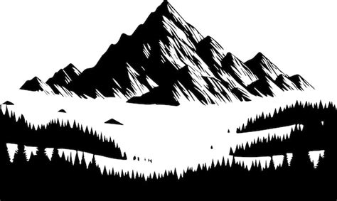 Premium Vector | Mountain with Forest vector silhouette black color 3