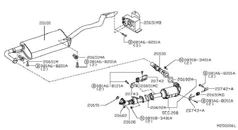 Illustrated 2002 Nissan Pathfinder Exhaust System Diagram