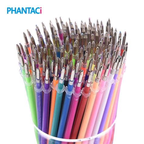 100 pcs/lot 100 Colors Gel Pen Refill Multi Colored Painting Gel Ink ...