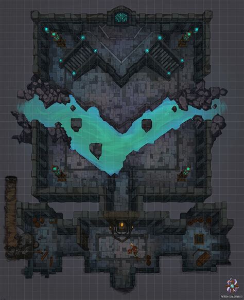 [OC][Art] Underground Chamber Battle Map 30x37 : r/DnD