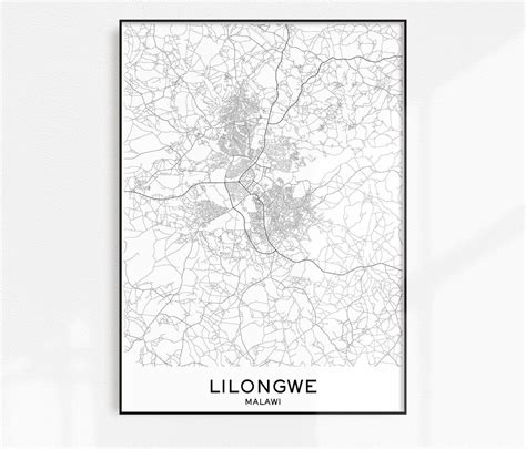 Lilongwe Map Print City Map Prints Lilongwe Map City Maps | Etsy