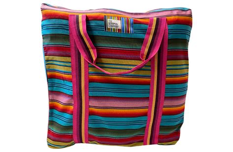 Jumbo Fabric Storage Bag - Blue, Green, Orange, Pink MultiStripe | The ...