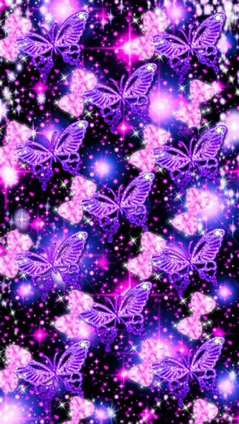 Sparkly Butterfly Wallpaper Purple Butterfly Background Aesthetic ...