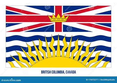 British Columbia Flag Vector Illustration on White Background. Provinces Flag of Canada Stock ...